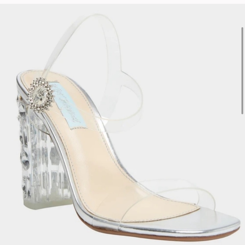 NWT BLUE BETSEY JOHNSON Erika Clear Lucite Heels - Picture 4 of 10
